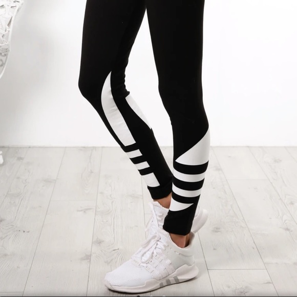 Adidas Large Logo Leggings size Small Blk/White - Picture 2 of 10
